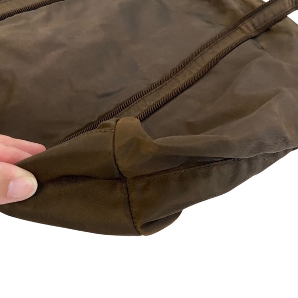 Prada Tessuto Nylon Zip Tote Bag – Chocolate Brown, Embroidered Logo + Tassel - Picture 7 of 15